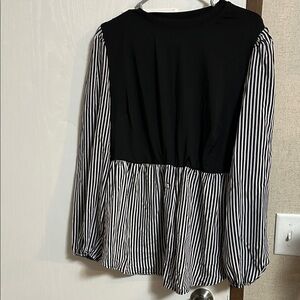SHEIN Black and White Striped Blouse